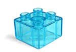 fotka Lego Duplo - kostka 2x2 modrá průhledná