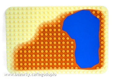 Lego Duplo - podloka stedn lut s jezerem - Kostky-deska 16x24 lut jezero