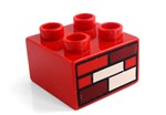 fotka Lego Duplo - potisk 2x2 cihly erven