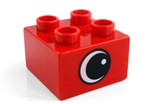 Fotka - Lego Duplo - potisk 2x2 oko erven - Potisky-mal nzk erven oko