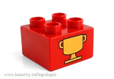 Lego Duplo - potisk 2x2 trofej - Potisky-mal nzk erven trofej