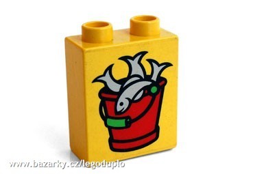 Lego Duplo - potisk kbelk s rybami - Potisky-mal vysok lut ryby krmen