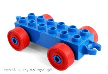 Lego Duplo - podvozek modr s ervenmi koly - Vozidla-podvozek new modr erven